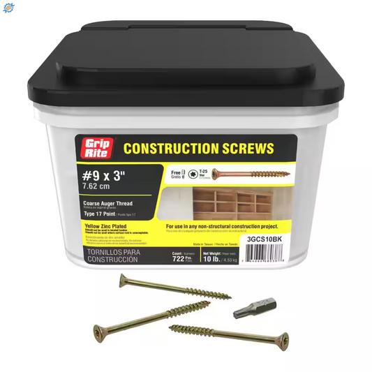 #9 X 3 In. Star Drive Dual Flat Head Coarse Construction Screws 10 Lb. Box