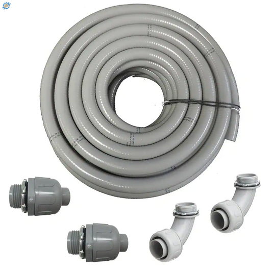 1/2 In. Dia X 25 Ft. Non Metallic UL Liquid Tight Electrical Conduit Kit with 2 Straight and 2 Angle Fittings Included