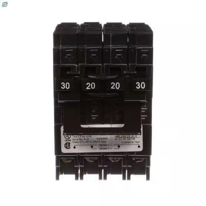 Quadplex Two Double Pole 30 Amp outside Two Double Pole 20 Amp inside Circuit Breaker