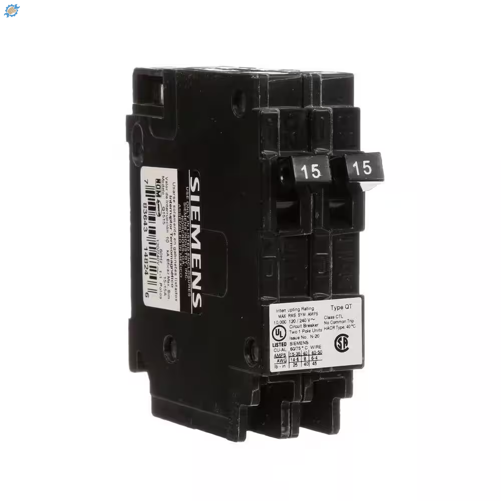 15 Amp Tandem Single Pole Type QT Circuit Breaker