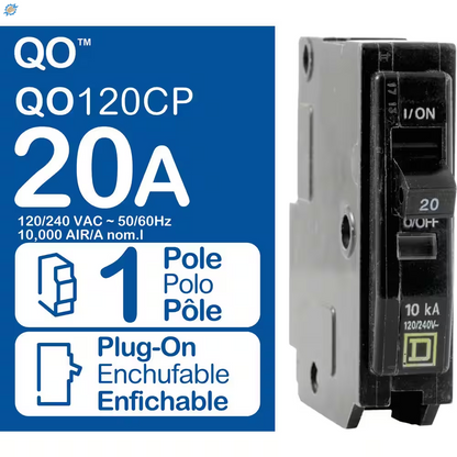 QO 20 Amp Single-Pole Circuit Breaker(Qo120Cp)