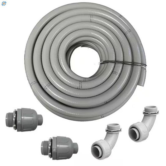 1/2 In. Dia X 100 Ft. Non Metallic UL Liquid Tight Electrical Conduit Kit with 2 Straight and 2 Angle Fittings Included