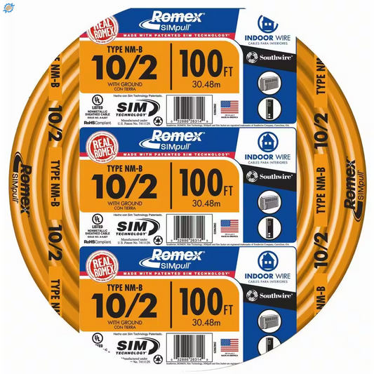 100 Ft. 10/2 Orange Solid Romex Simpull CU NM-B W/G Wire