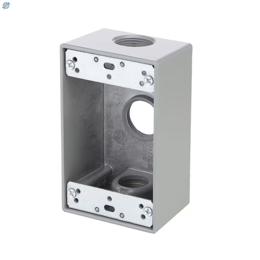 1-Gang Metallic Weatherproof Box with (3) 3/4 In. Holes, Gray