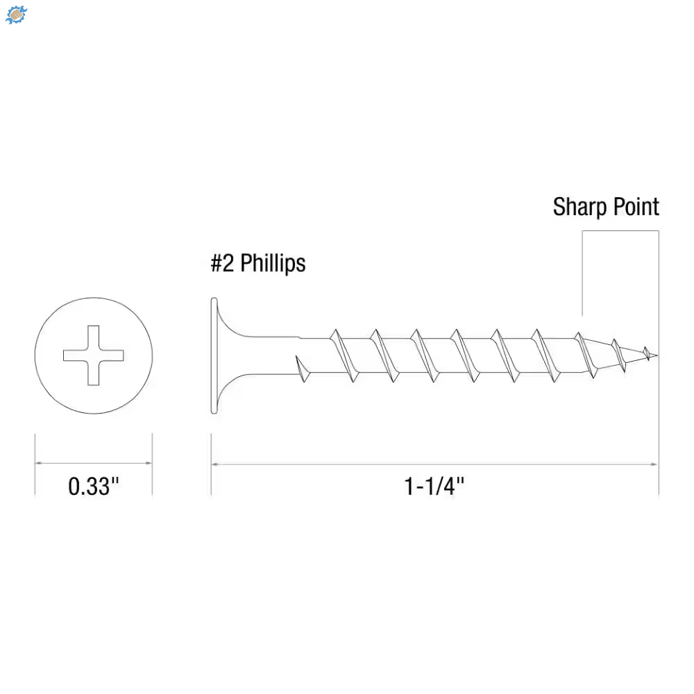 #6 X 1-1/4 In. #2 Phillips Bugle Head Coarse Thread Sharp Point Drywall Screws 1 Lb. Box