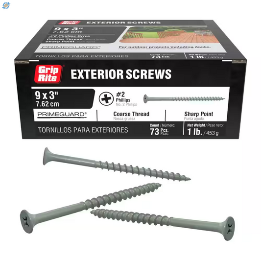 #9 X 3 In. #2 Phillips Bugle Head Coarse Thread Sharp Point Coated Exterior Screw 1 Lb. Box