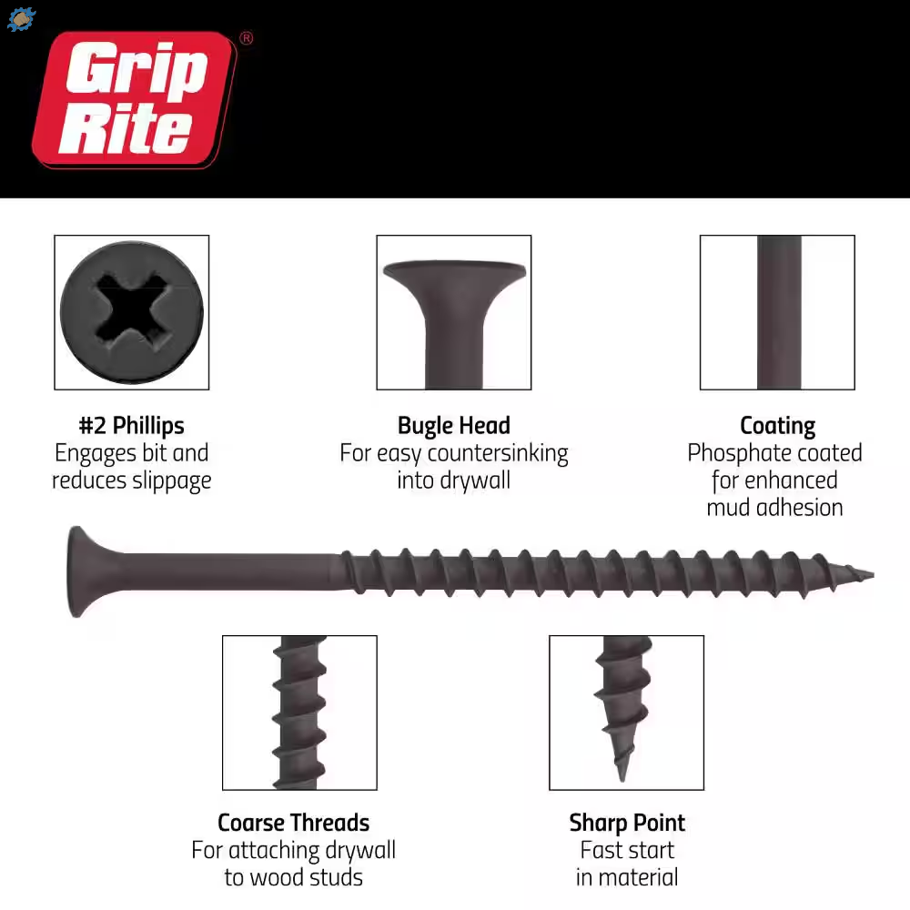 #6 X 1-1/4 In. #2 Phillips Bugle Head Coarse Thread Sharp Point Drywall Screws 1 Lb. Box